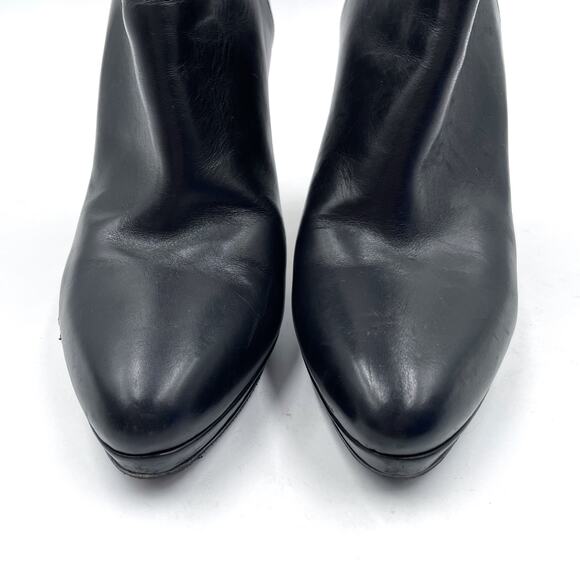 Jimmy Choo Ankle Booties Black Leather Stiletto Heels Boots Sz 37.5 / 7.5 - Picture 5 of 12